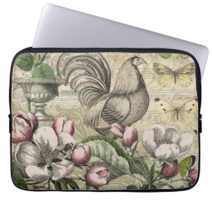 Vintage Hahn Garten Collage Kunst: Französisches L Laptopschutzhülle
