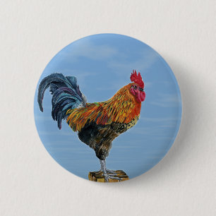 Vintage Hahn Himmel Anpassen Tier Huhn Button