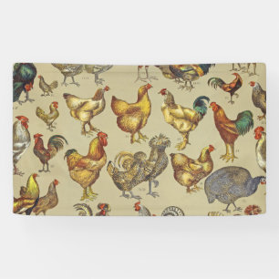 Vintage Hahn Hühner Muster: Farmhouse Kunst Banner