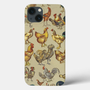 Vintage Hahn Hühner Muster: Farmhouse Kunst Case-Mate iPhone Hülle