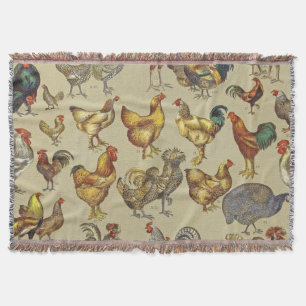 Vintage Hahn Hühner Muster: Farmhouse Kunst Decke