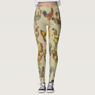 Vintage Hahn Hühner Muster: Farmhouse Kunst Leggings