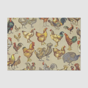 Vintage Hahn Hühner Muster: Farmhouse Kunst Seidenpapier