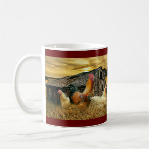 Vintage Hahn Hühner Rustikaler Stall Kaffeetasse