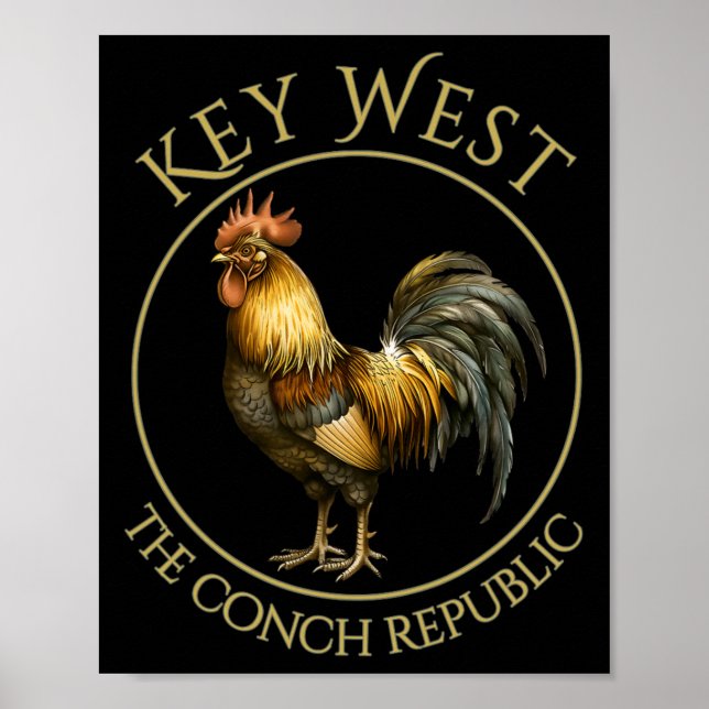 Vintage Hahn Key West Florida Urlaub  Poster (Vorne)
