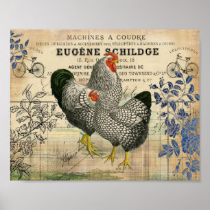 Vintage Hahn und Henne Ephemera Poster