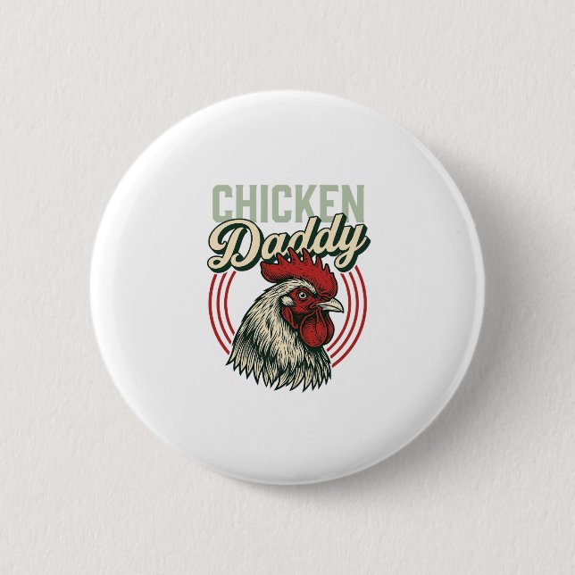 Vintage-Hähnchen-Daddy-Hahn-Shirt-Design_1 Button (Vorderseite)