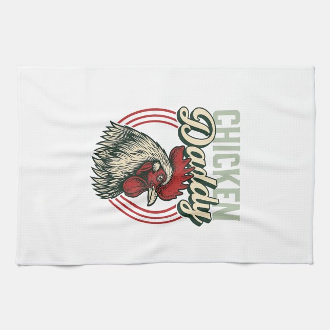 Vintage-Hähnchen-Daddy-Hahn-Shirt-Design_1 Geschirrtuch (Horizontal)