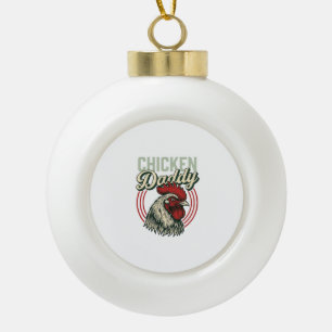 Vintage-Hähnchen-Daddy-Hahn-Shirt-Design_1 Keramik Kugel-Ornament
