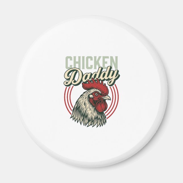 Vintage-Hähnchen-Daddy-Hahn-Shirt-Design_1 Magnet (Vorne)