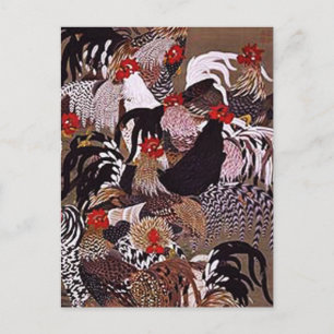 Vintage-Hähne-Kunst Postkarte