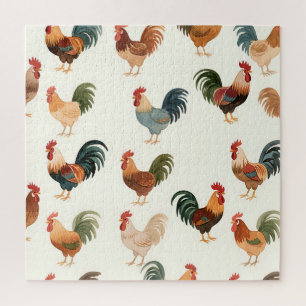 Vintage-Hahnenmuster im Farmhouse-Stil Puzzle