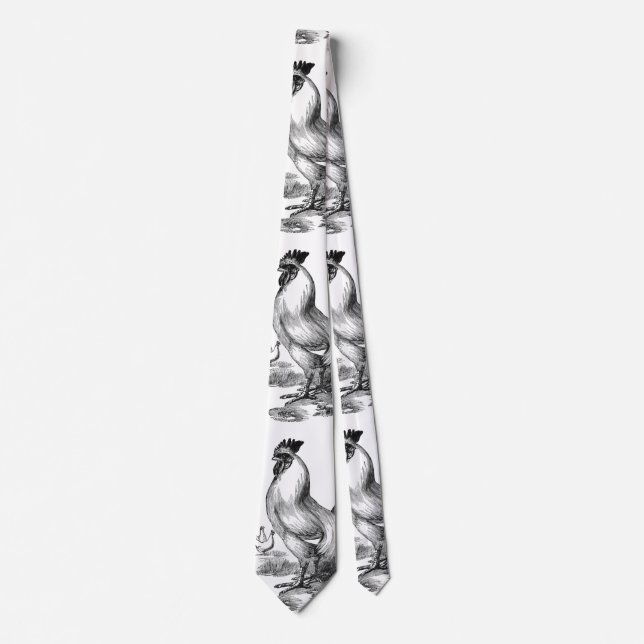 Vintage Hahnillustration Krawatte (Vorderseite)