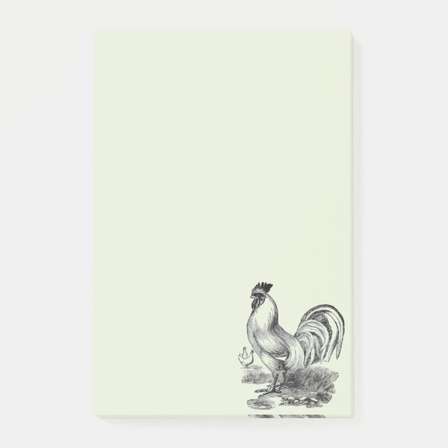 Vintage Hahnillustration Post-it Klebezettel (Vorderseite)