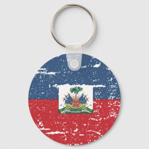 Vintage Haiti-Flagge Schlüsselanhänger