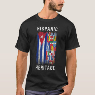 Vintage halbe kubanische Flagge Hispanischer Herit T-Shirt