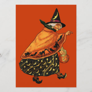 Vintage-Halloween-Alte Hexe Karte