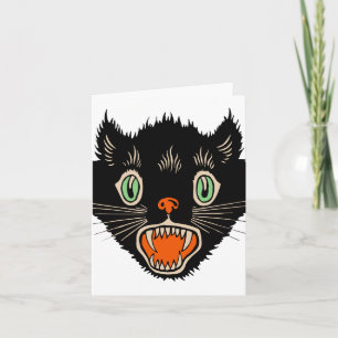 Vintage Halloween ängstliche schwarze Katze Karte