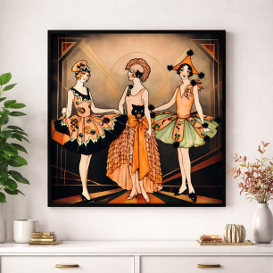 Vintage-Halloween-Art-Deco-Flapper-Plakat   1920er Poster