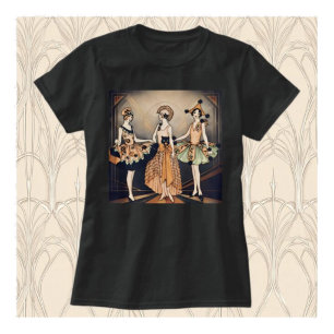 Vintage-Halloween-Art-Deco-Flapper-Plakat 1920er T-Shirt