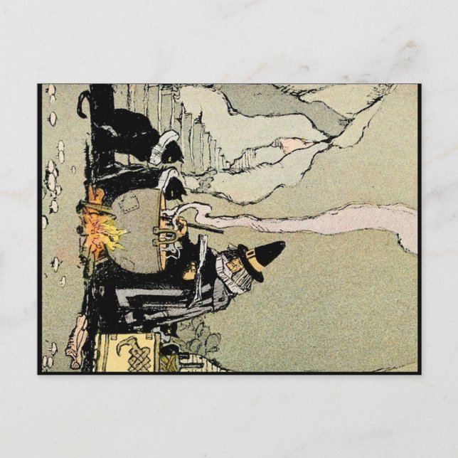 Vintage Halloween Art Postkarte | Hexe (Vorderseite)