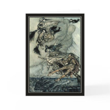 Vintage Halloween Arthur Rackham Flying Hexen