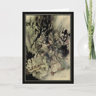 Vintage-Halloween Arthur Rackham-Trolle Karte