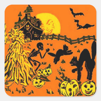 Vintage-Halloween-Aufkleber Quadratischer Aufkleber