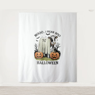 Vintage-Halloween-Bauernhofkuh Wandteppich