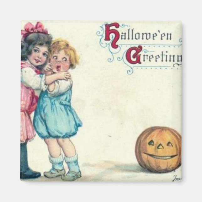 Vintage Halloween-Begrüßung Magnet (Vorne)