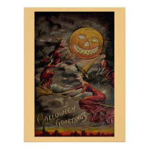 Vintage Halloween-Begrüßung Poster