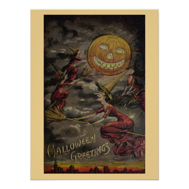 Vintage Halloween-Begrüßung Poster (Vorderseite)