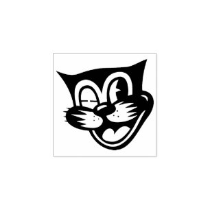 Vintage Halloween Black Cat Briefmarke Gummistempel