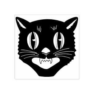 Vintage Halloween Black Cat Briefmarke Gummistempel