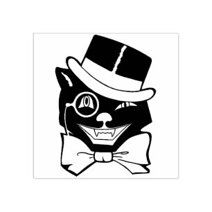 Vintage Halloween Black Cat Briefmarke Gummistempel