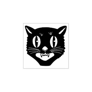 Vintage Halloween Black Cat Briefmarke Gummistempel