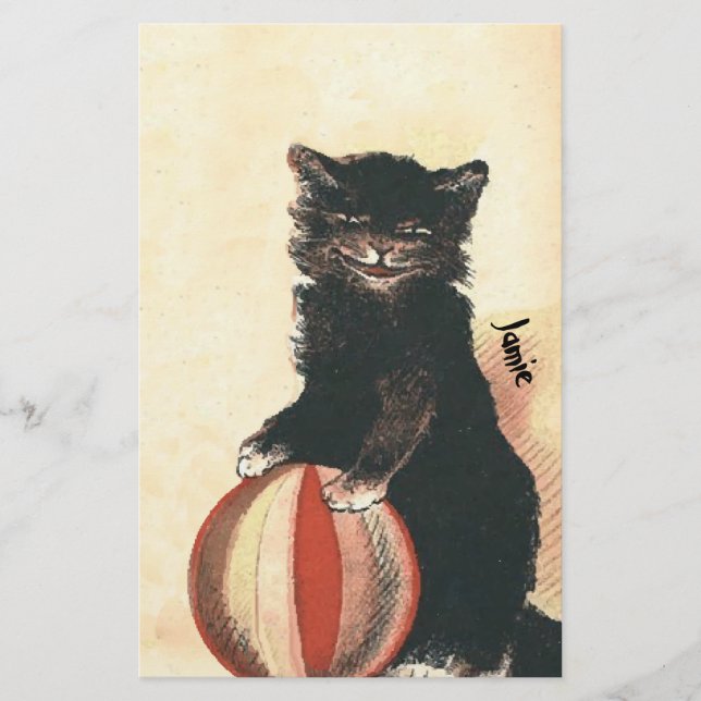 Vintage HALLOWEEN Black Cat Briefpapier (Vorderseite)