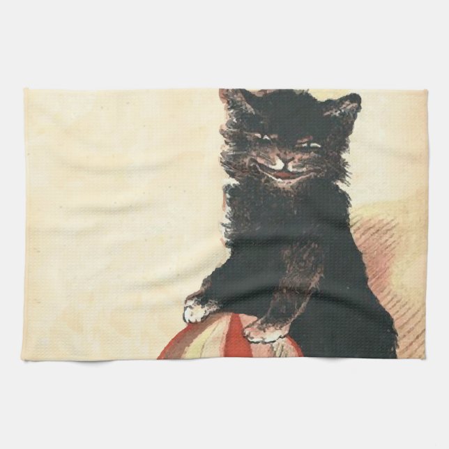 Vintage HALLOWEEN Black Cat Handtuch (Horizontal)