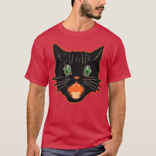 Vintage Halloween Black Cat Scaredy Cat 1 T-Shirt