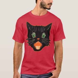 Vintage Halloween Black Cat Scaredy Cat T-Shirt