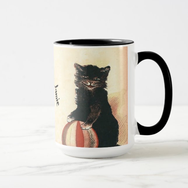 Vintage HALLOWEEN Black Cat Tasse (Rechts)