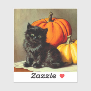Vintage Halloween Black Cat und Pumpkins Aufkleber