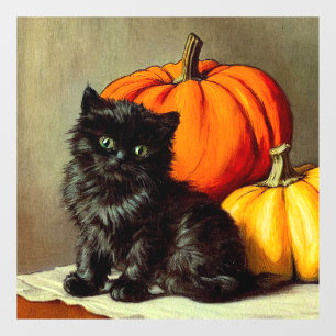 Vintage Halloween Black Cat und Pumpkins Fensteraufkleber