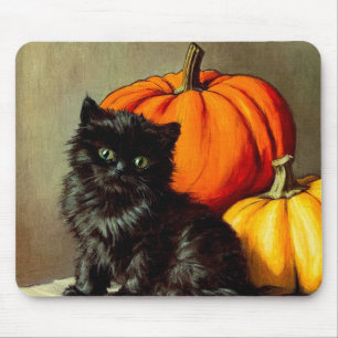 Vintage Halloween Black Cat und Pumpkins Mousepad