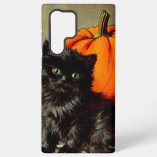 Vintage Halloween Black Cat und Pumpkins Samsung Galaxy Hülle