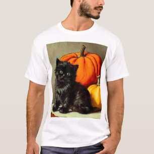 Vintage Halloween Black Cat und Pumpkins T-Shirt