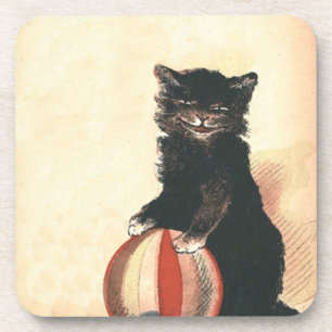 Vintage HALLOWEEN Black Cat Untersetzer