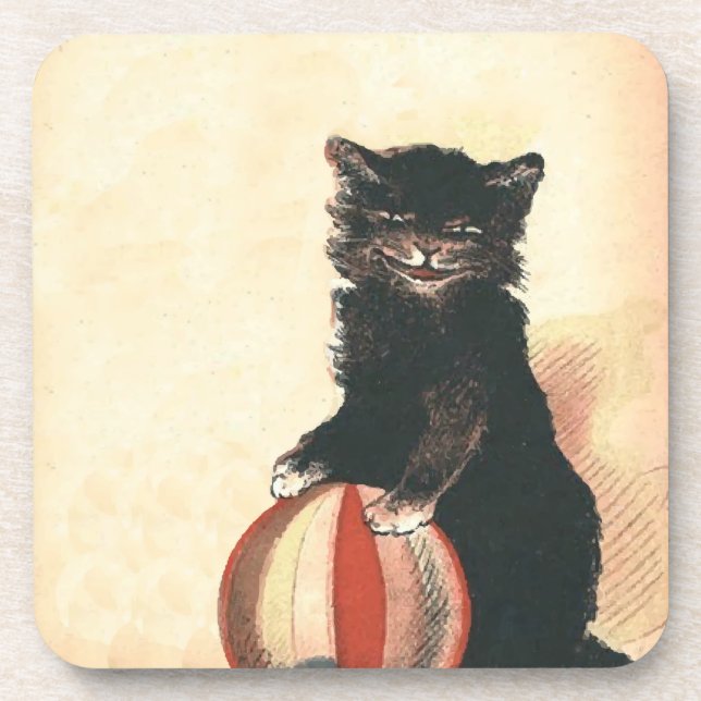 Vintage HALLOWEEN Black Cat Untersetzer (Vorderseite)