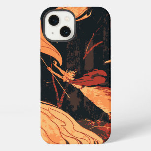 Vintage-Halloween, böse Hexe mit Feuer im Wald iPhone 13 Hülle