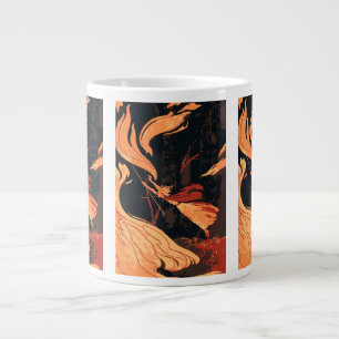 Vintage-Halloween, böse Hexe mit Feuer im Wald Jumbo-Tasse
